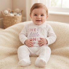 N14767: Baby "Sweet Little One" Cotton Sleepsuit (NB-3 Months)